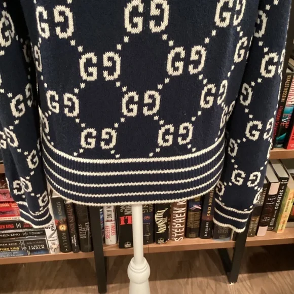 GUCCI GG Navy/Cream Cardigan Sweater NWT Auth - Picture 7 of 13